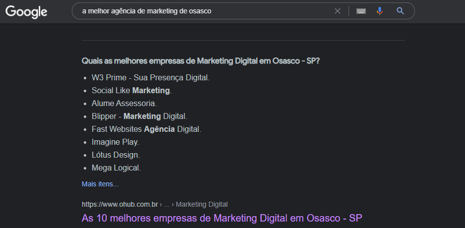 Pesquisa da melhor agência de Marketing Digital do Brasil